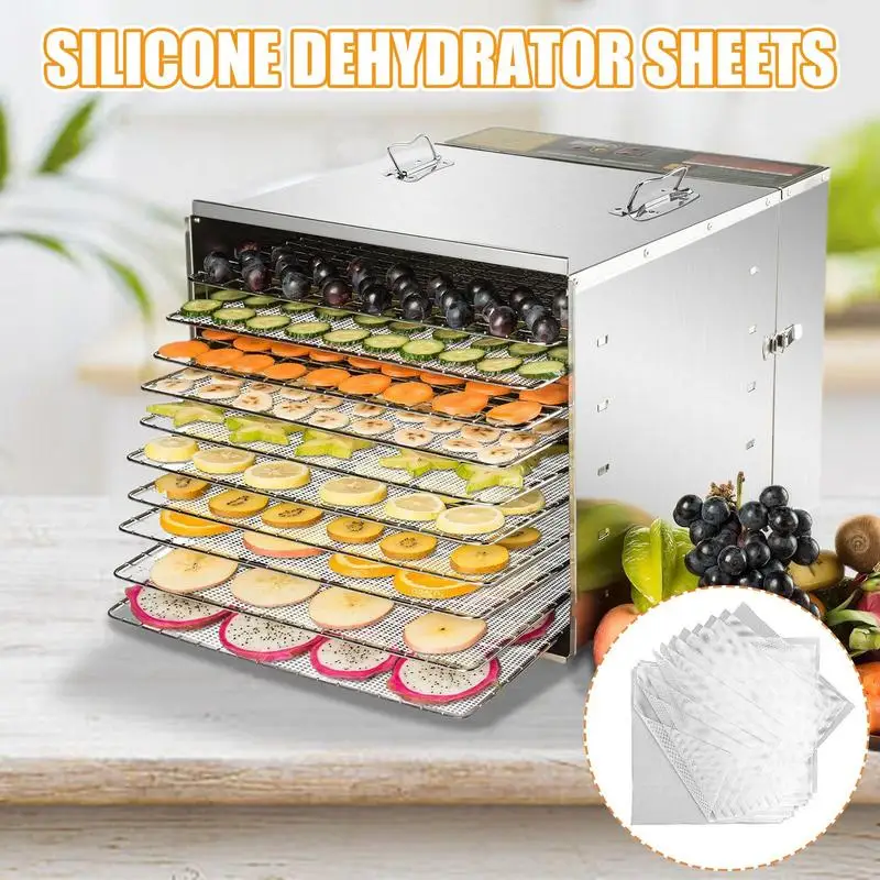 Silicone Dehydrator Mats 10pcs Silicone Heat Resistant Dehydrator Sheets Reusable Non Stick Dishwasher Safe Dehydrator