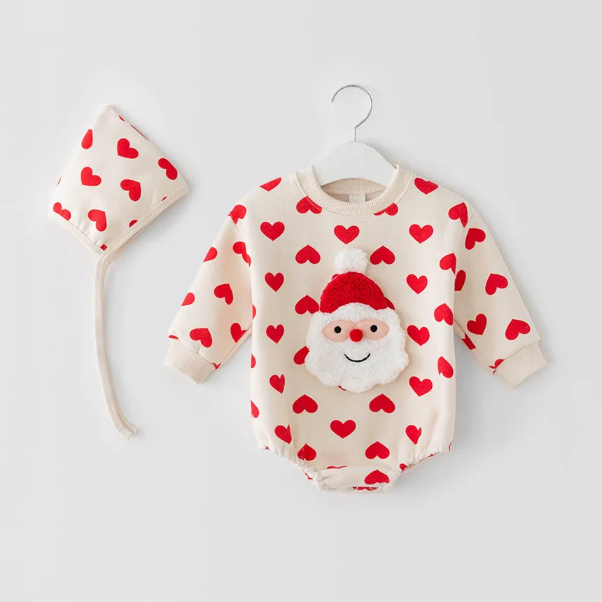 MILANCEL Christmas Baby Bodysuit Santa Clause Infant Girls One Pice Toddler Boys Jumper With Hat