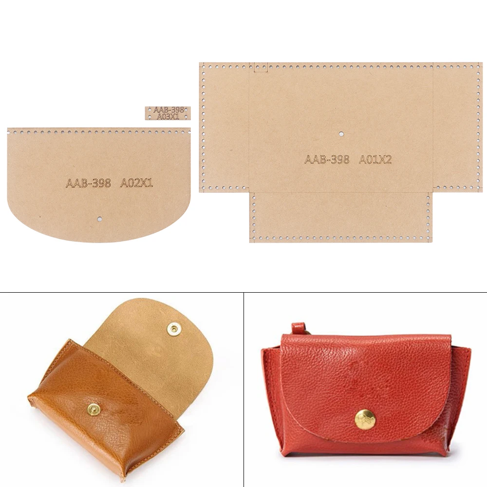 1 Set Mini-Handtaschen, Aufbewahrungstaschen mit Schnalle – Kraftpapier-Schablone, DIY Lederhandwerk – Nähschablone mit Löchern