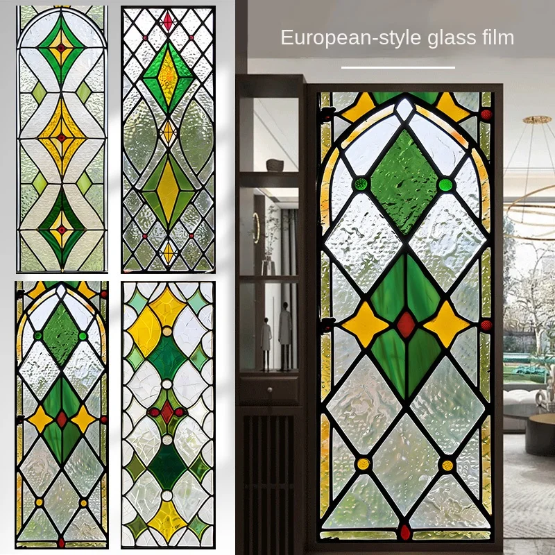 

Colored Vintage Window Glass Sticker Electrostatic Matte Can Block Light Through Opaque Anti-peeping Film Stained Glass Stickers