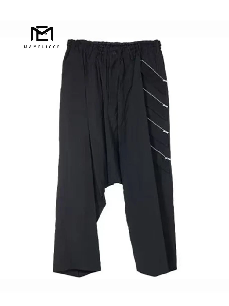 MAMELICCE Casual baggy pants Elastic waist Zipper pocket unisex Harlan pants Wide pants Men\'s clothing free shipping New in
