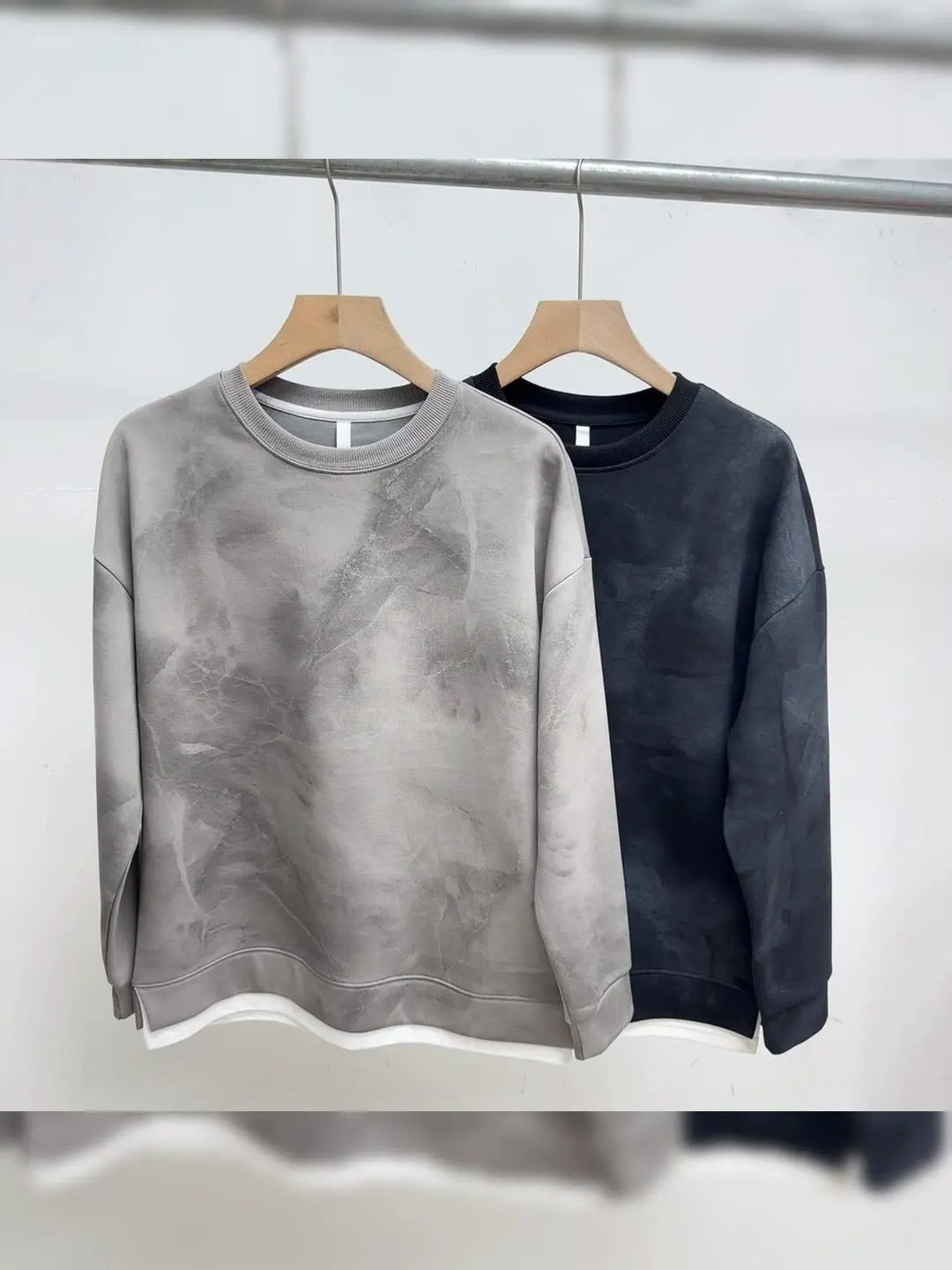 

American fashion brand tie-dye marble texture men's sweatshirt teenager vacation two-piece jacket