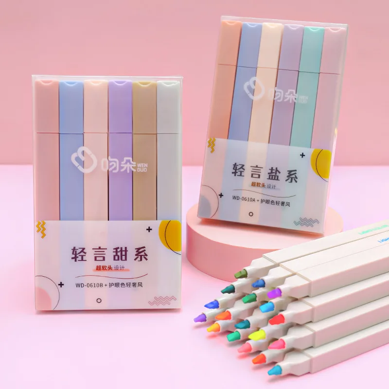 Lovely Highlighter Pen for Students Soft Color Marker Pen Coarse Accent Marker Light Colored Large Capacity Colored Pen
