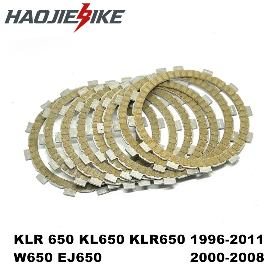 For Kawasaki KLR 650 KL650 KLR650 1996-2011 W650 EJ650 2000-2008 Parts Fiber Clutch Friction Disc Plate Kit 8 PCs Set