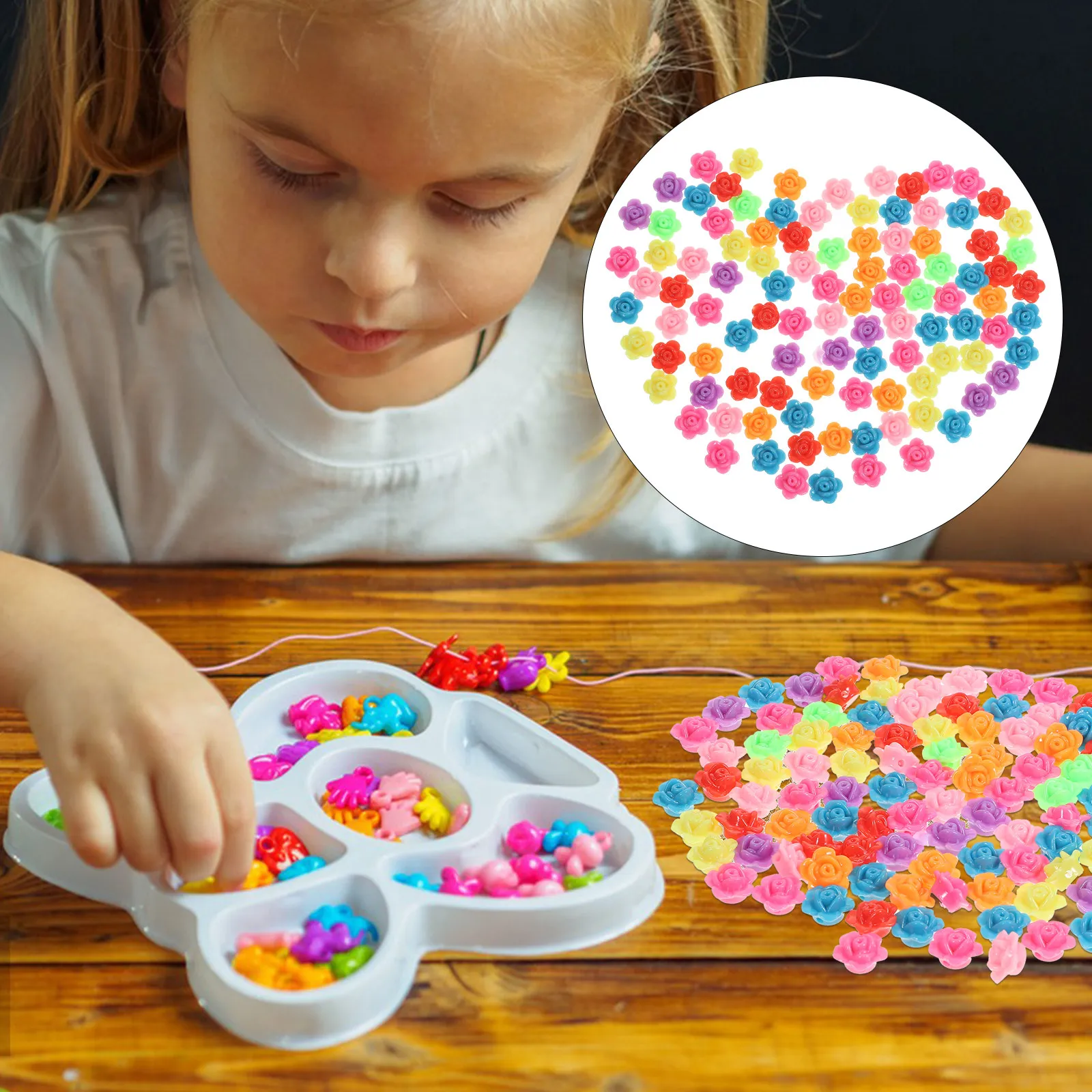 

300 шт. декоративных бусин из смолы в форме роз для изготовления украшений, аксессуары для рукоделия, романтические браслеты, ожерелья, серьги ручной работы