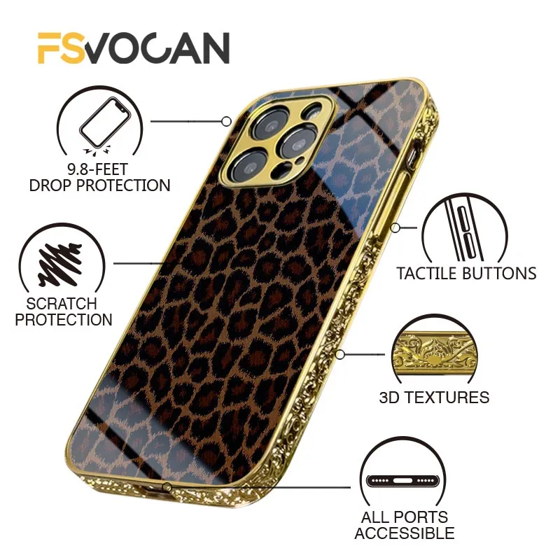 Cheetah Animal Skin Print For iPhone 17 16 15 14 13 Pro Max Tiger Patten For iPhone 12 11 Pro Golden Leopard Cases Phone Cover