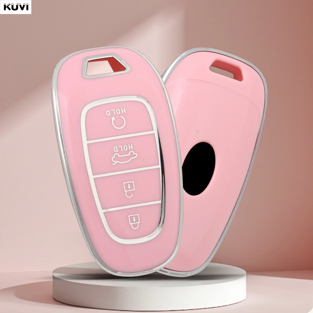 

4 Button TPU Car Remote Key Case Cover For Hyundai Santa Fe Tucson 2022 NEXO NX4 Ioniq 5 Atos Prime Solaris 2021 Fob Accessories