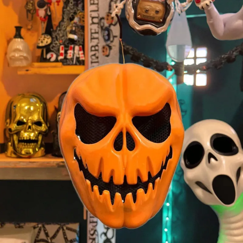 Masque de citrouille d'halloween, couvre-tête effrayant, accessoires de Cosplay de fête d'horreur, couvre-chef amusant Orange, accessoires de Costume pour adultes, 1/2 pièces