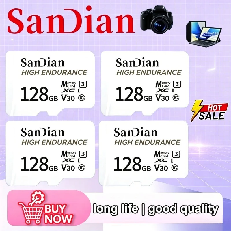 

2026 New High Endurance micro Tf SD Card V30 U3 C10 128GB 256GB Professional Memory card for dash cam or home monitoring