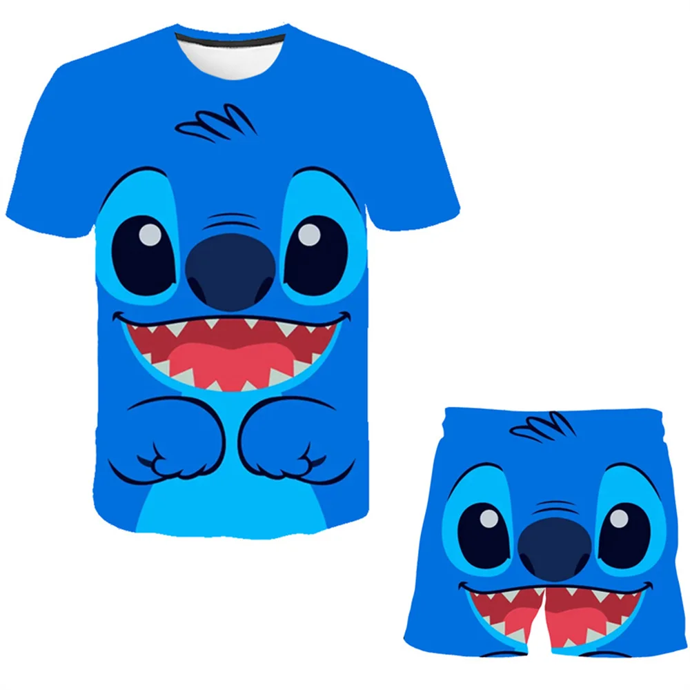 Disney 0-14 Years Newborn Infant Stitch Baby Boy Girl Clothes Set T Shirt+Short Pants Outfits Autumn Spring Baby Clothing