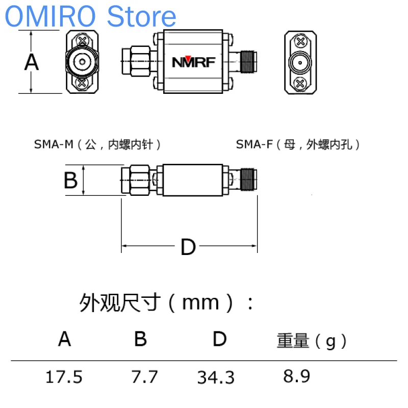 2655Mhz LTE พิเศษ Saw Bandpass Filter, 1dB Passband, 2620-2690Mhz SMA อินเทอร์เฟซ