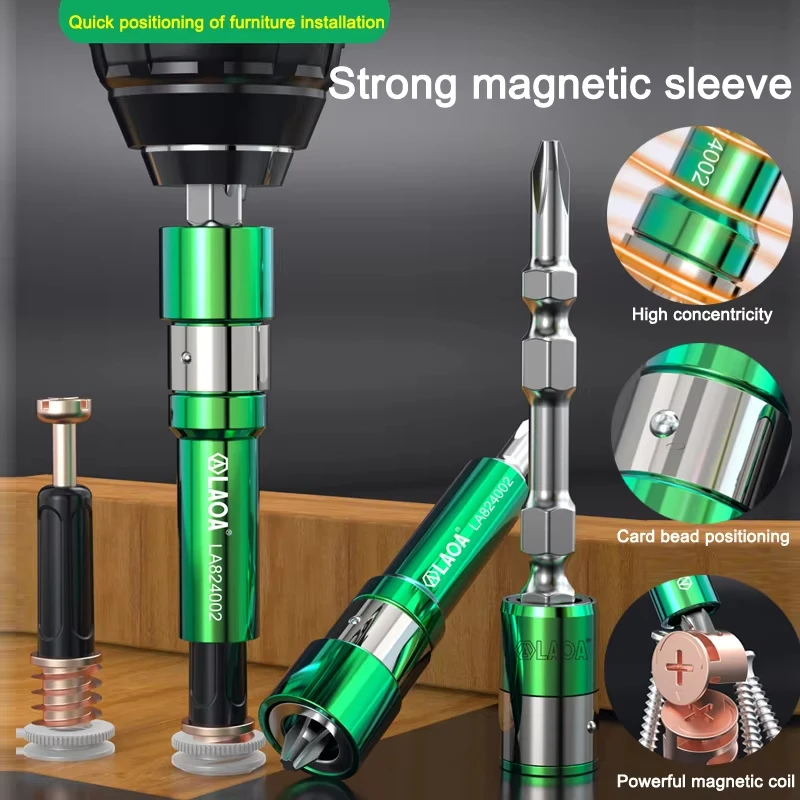 LAOA S2 1/4 Inch Strong Magnetic Sleeve 3 In 1 Magnetic Ring 6.35Mm For Electric Screwdriver Bits Motorcycle Repair Tools
