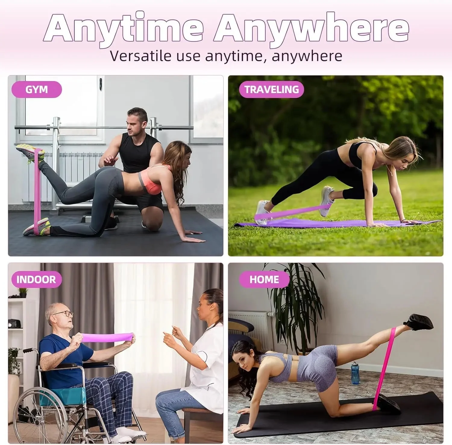 Verschiedene Widerstandsbänder, Yoga-Band, Fitness-Übungsbänder, Hüft-Spannungsband, Bein-Squat-Tanz-Elastikband, Stretch-Band – Detail 13