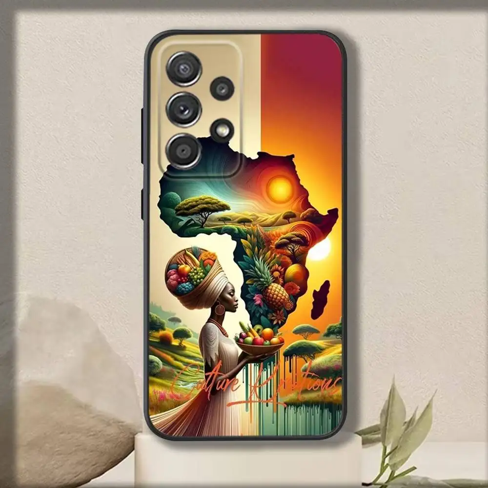 حافظة هاتف خريطة أفريقيا Geogra لهاتف سامسونج S 25,24,23,22,30,21,10,9,Ultra,Plus,Lite,FE,4,5G حافظة سوداء ناعمة