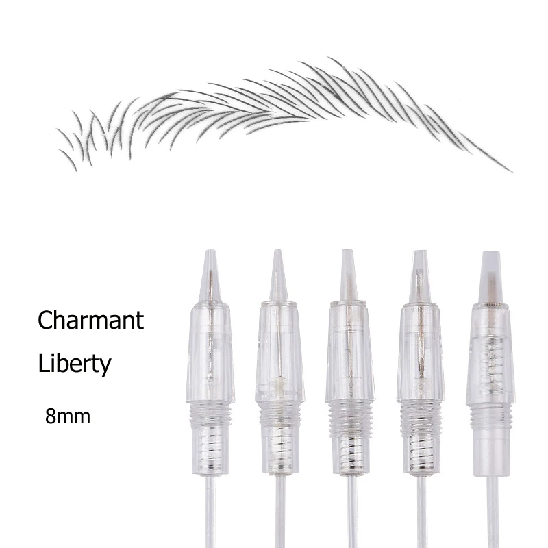 50PCS Charment Permanent Makeup Tattoo Cartridge Needles 1RL 0.18/0.25/0.3MM Shading Powder Brows Microblading Needles