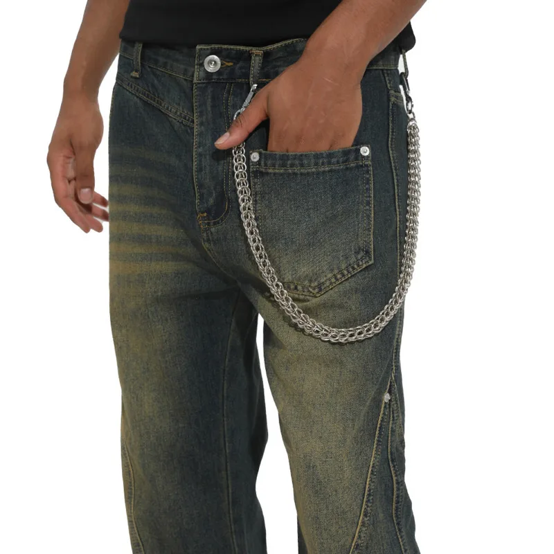 Мужские джинсы Four Seasons высокого класса в американском стиле ретро, винтажные, для похудения, прямые, универсальные, простые, джинсы с микроподтяжками