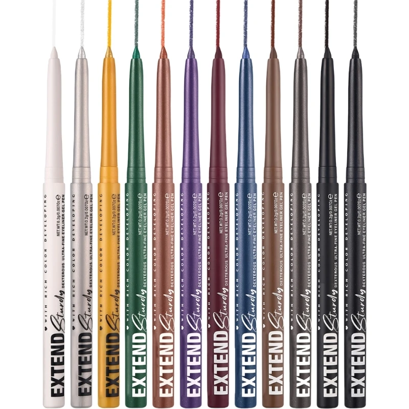 Flüssiger Eyeliner, bunt, 12 Farben, flüssiger, wasserfester Eyeliner-Stift