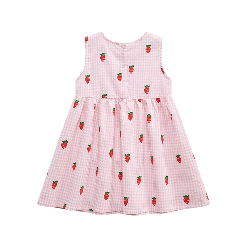 Little Maven 2024 Kids Clothes Summer Princess Dress Baby Girls Cartoon Strawberry Dresses Children\'s Clothing Vestidos Cotton