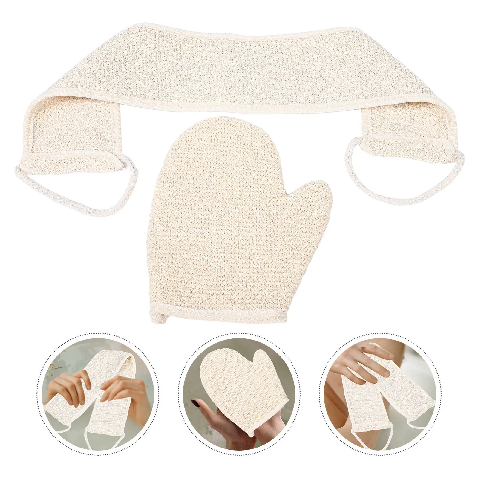 

1 Set Sisal Shower Gloves Dual-Sided Exfoliating Body Scrubber Washable Reusable Bath Cleaning Tool For Men Women Body Wash