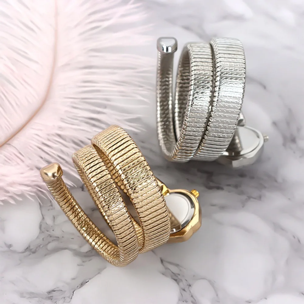 الإبداعية الأفعى شكل كوارتز ساعة الفولاذ المقاوم للصدأ حزام سوار ساعة اليد الساعات