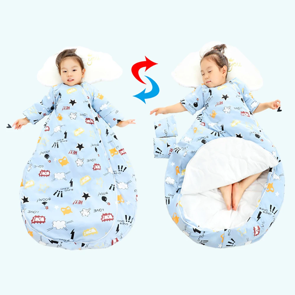 

2.5Tog Baby Sleeping Bag Children Sleeping Bag Winter Thicken Anti-Kick Infant Sleeves Quilt Sleepwear Detachable Wrap Blanket