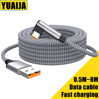 6A USB C Elbow Type C Fast Charge Cable 3m 5m Phone Extend Charging Cable for Samsung Huawei Xiaomi Oppo OnePlus VR Camera