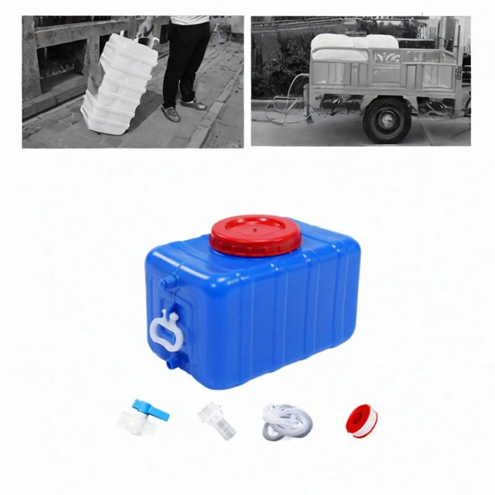 Portable Water Tank for Horizontal Storage, Large Water Tank Made of PP, Rectangular Container with Valve YF