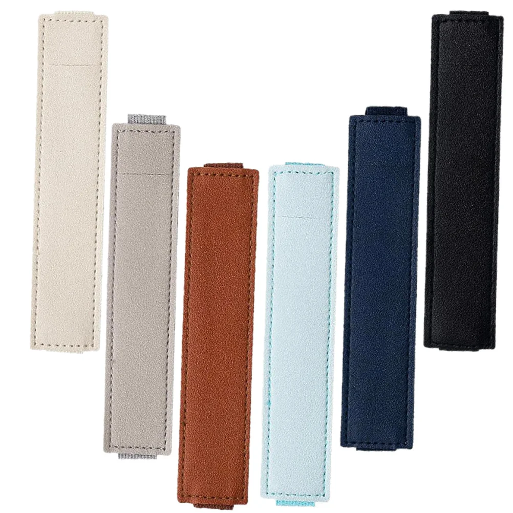 6pcs Pen Sleeve With Elastic Band For Notebook Journal Tablet Pu Pen Holder Pouch Single Storage Case Protector
