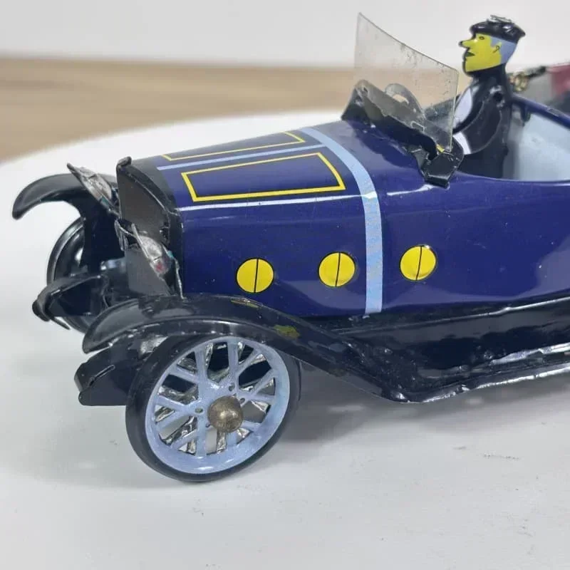 [Divertido] colección para adultos juguete de cuerda Retro lata de Metal dos personas coche de lujo Vintage figuras de modelo de juguete mecánico regalos para niños