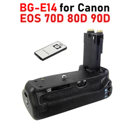 BG-E14 Battery Grip with Wireless Remote Control for Canon 70D 80D 90D Battery Grip