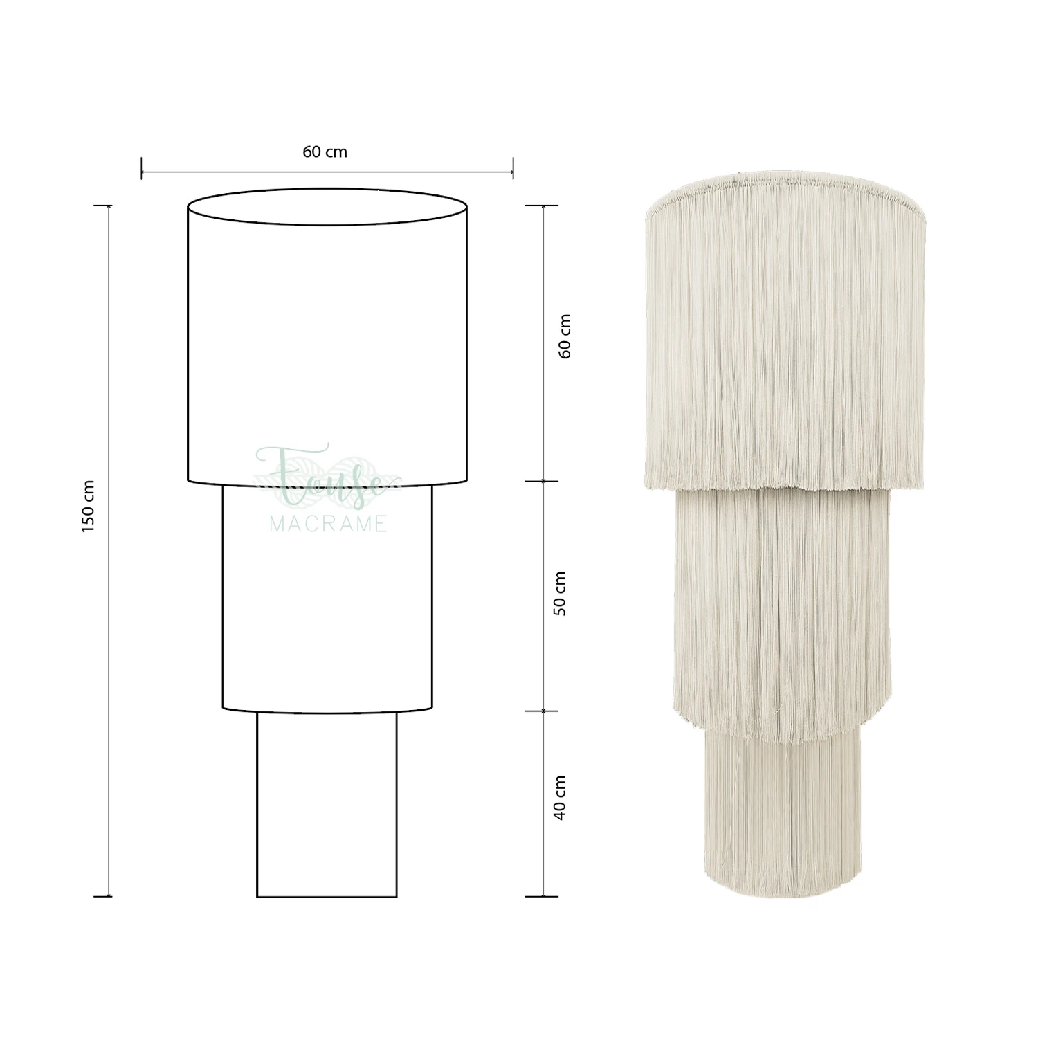 #￥Hand-Woven Cotton Macrame Fringed Lampshade in Variety of Colors for Boho Home Decor for Anniversary and Easter Celebrations