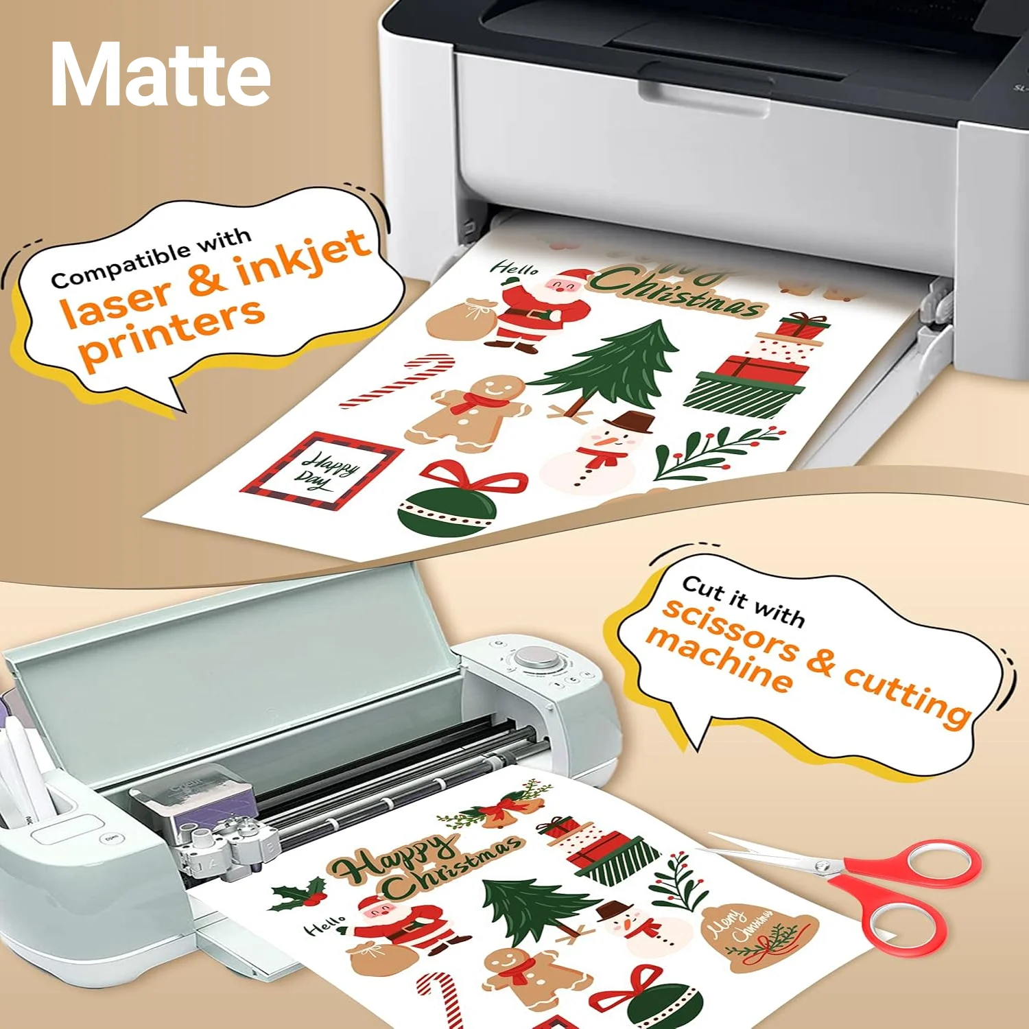 10/20/40Pcs A4 Premium Matte Vinyl Sticker Paper for Inkjet Printers Waterproof Tear-Resistant Decals for Crafts & Labels view 3