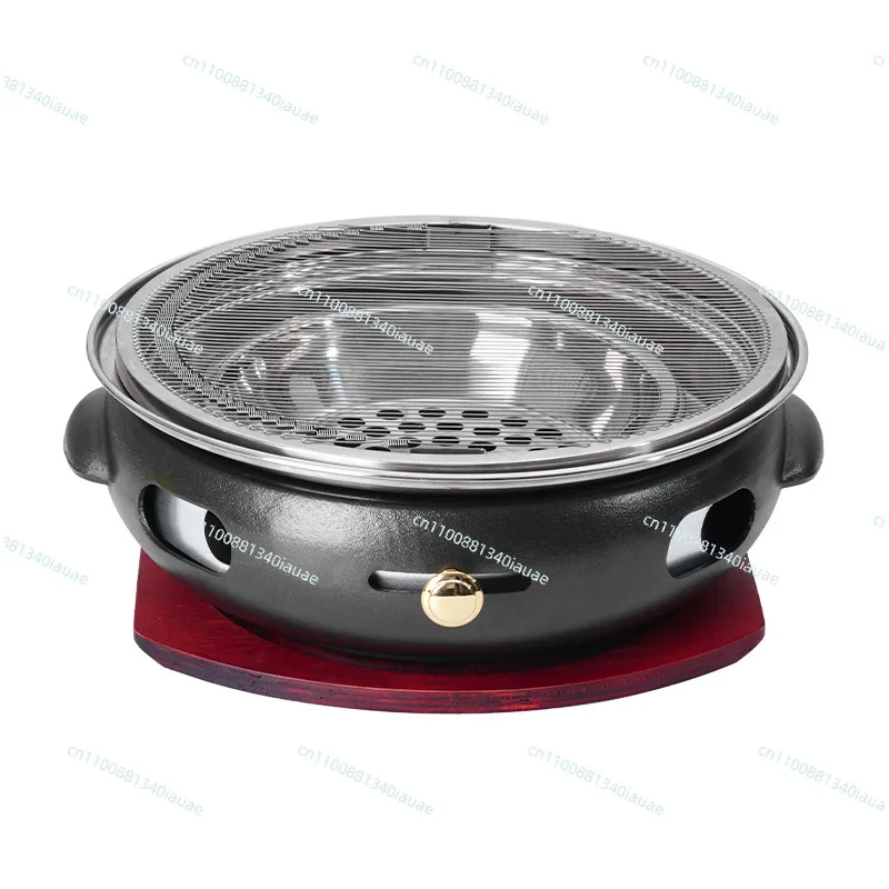 Korean Cast Iron Grill, Japanese Smokeless Grill, Commercial Round Charcoal Grill, Household Charcoal Grill