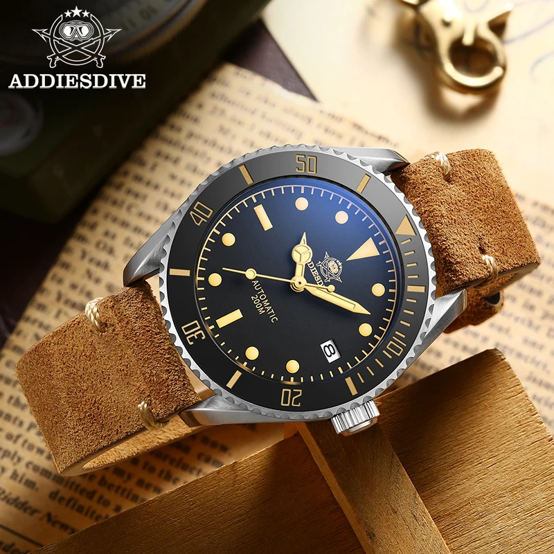 

ADDIESDIVE Business Men's Automatic Mechanical Watch 20bar Diving Waterproof Stainless Steel Super Luminous Watches reloj hombre
