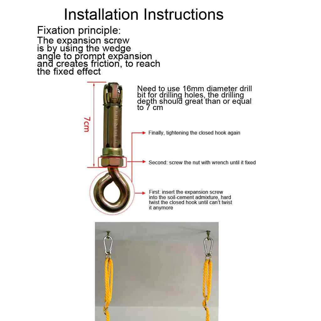 2 × 16 مم مسامير توسيع السكك الحديدية، خطاف مغلق، مرساة، مسمار ذو عين،