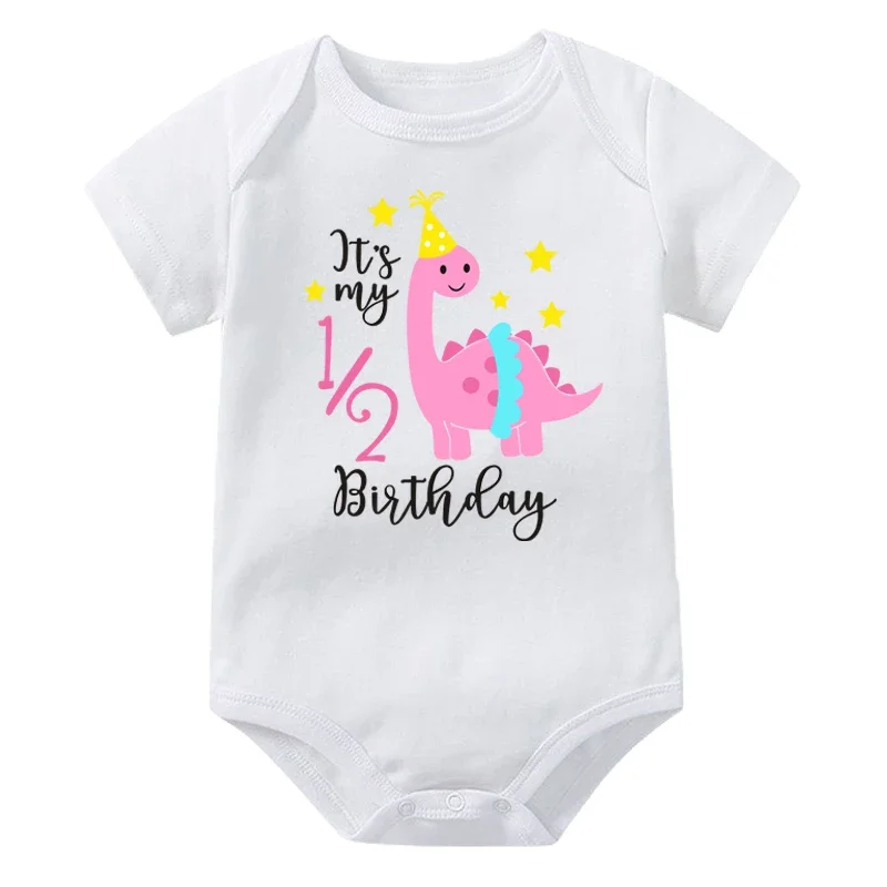 Its My 1/2 Birthday Newborn Rompers Cake Birthday Girls Boys Party Outfits Newborn Short Sleeve Bodysuits Baby Shower Gifts