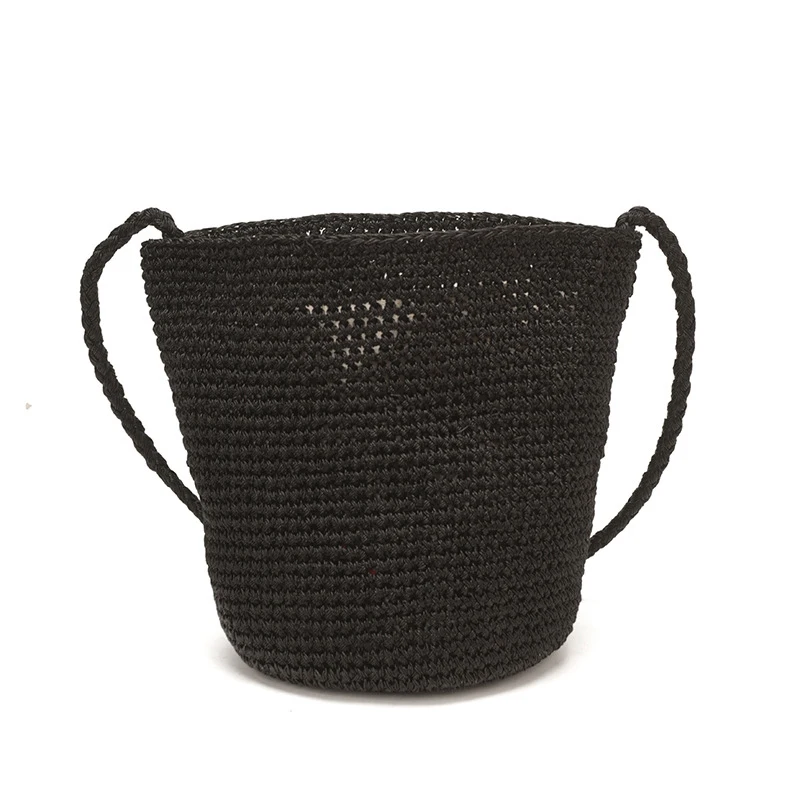 

Summer Bohemian Handwoven Bucket Bag, Korean Style Casual Beach Shoulder Bag, Simple Solid Color Stylish Handbag For Women Daily