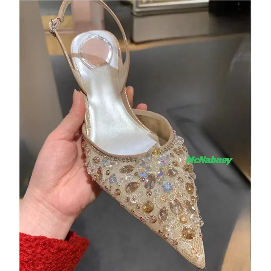 

Blingbling Crystal Pointed Toe Pumps,Thin Strap Buckle High Heels Thin Heel Women Shoes Plus Size 2023 New Zapatos Para Mujere