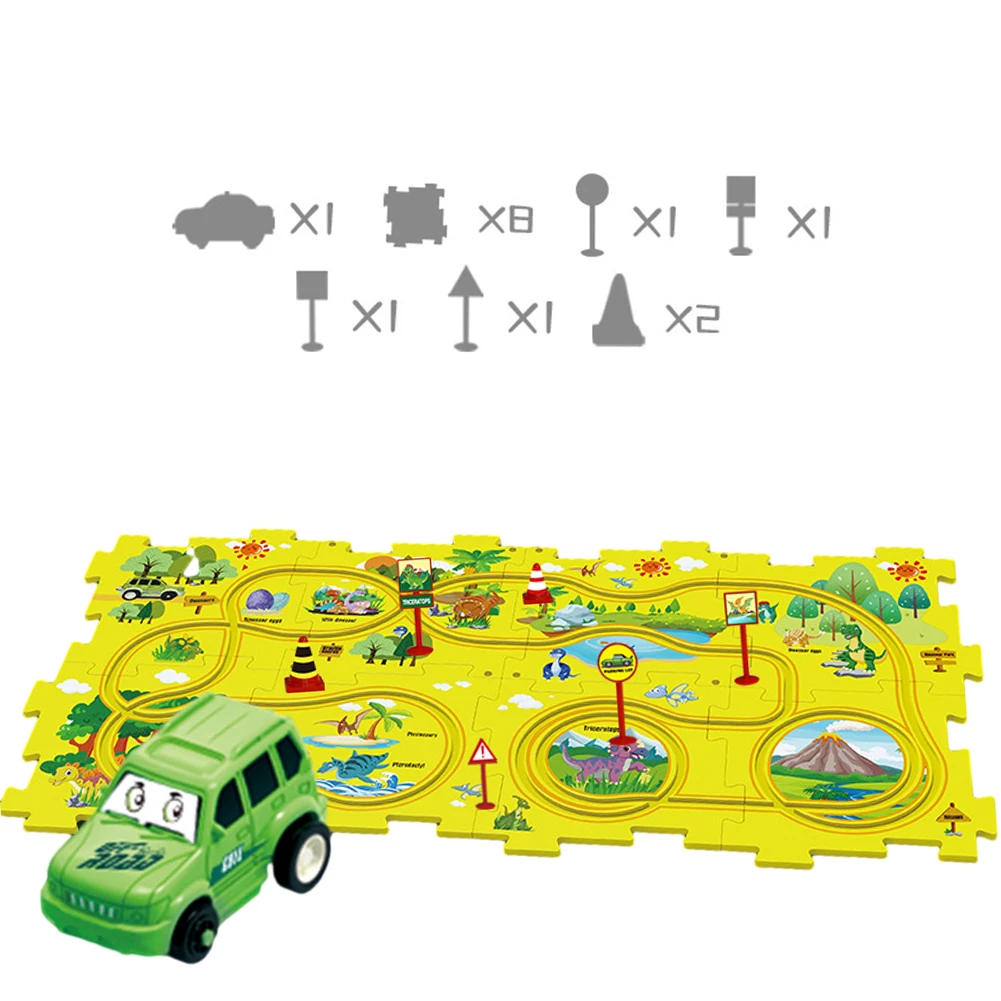 Electric Puzzle Rail Car Toys Interactive Rail Car Building Montessori Toys Fine Motor Training with Vehicles for Boys Girls 3+Y