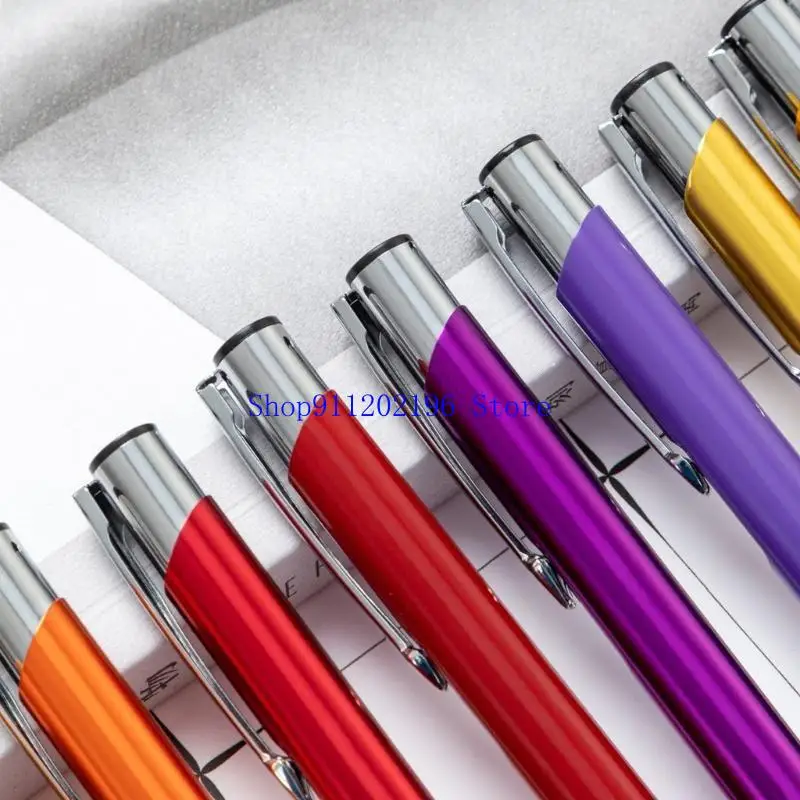 

P82A 10x/Set Retractable Ballpoint Pen Metal Pen Journaling Pen 1.0mm Writing Pen Stationery Supplies for Students