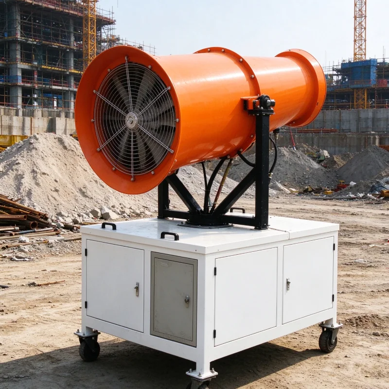 Wheeled Mobile Dust Suppression Fog Cannon High Pressure Water Mist Machine with Adjustable Angle for Outdoor Dust Reduction