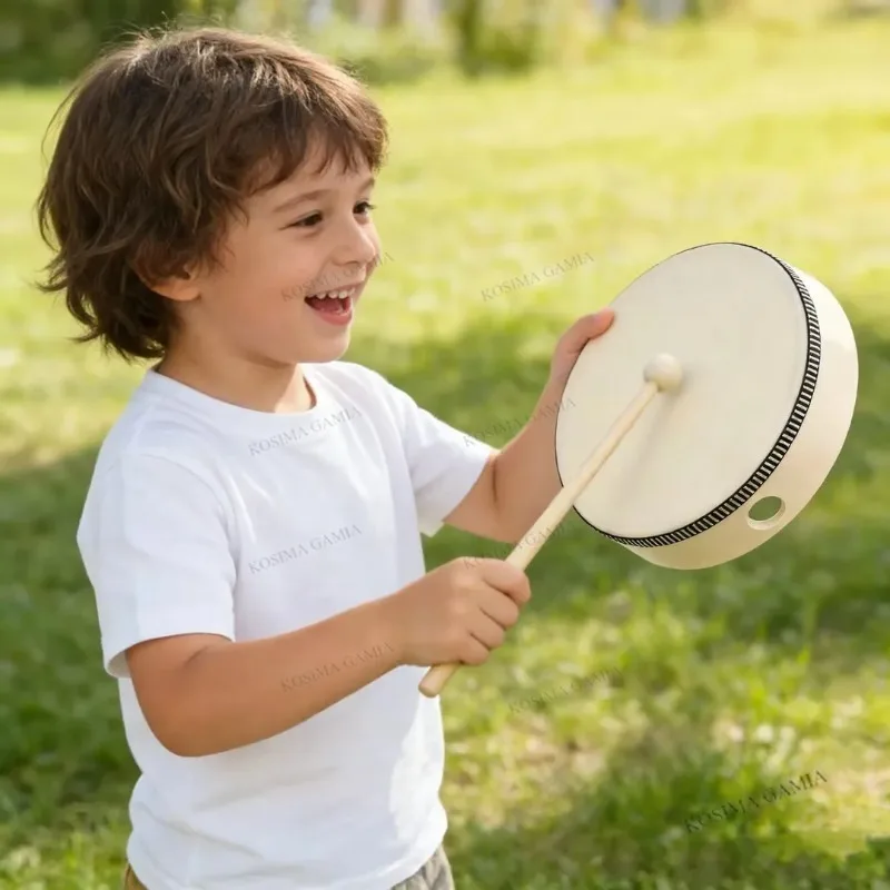 Musical Wooden Hand Beat Percussion Harp Drum Educational Toy for Children Learning Instrument Rhythm Development Preschool