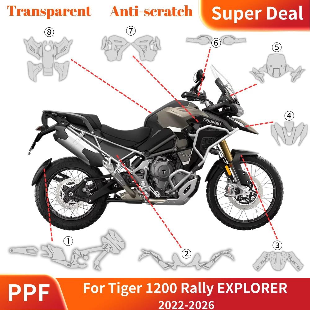 For Tiger 1200 Rally Explorer 2026 PPF Paint Protection Film TPU Invisible Fairing Guard Kit EXPLORER 2022-2026 Accessories