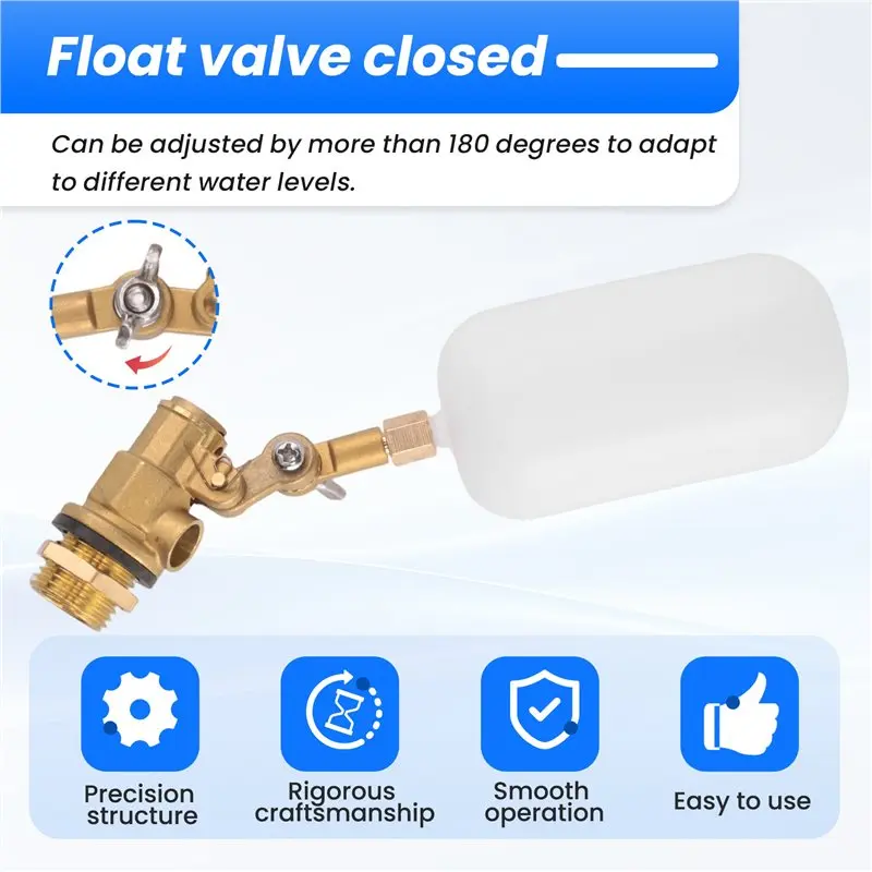 AT29-2PCS For Pond Float Valve Shutoff Auto Fill For Livestock Tanks, Aquariums Water Float Valve