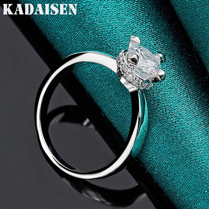 925 Sterling Silver Classic Four Claw Zircon Ring For Women Wedding Engagement Party Fashion Charm Jewelry