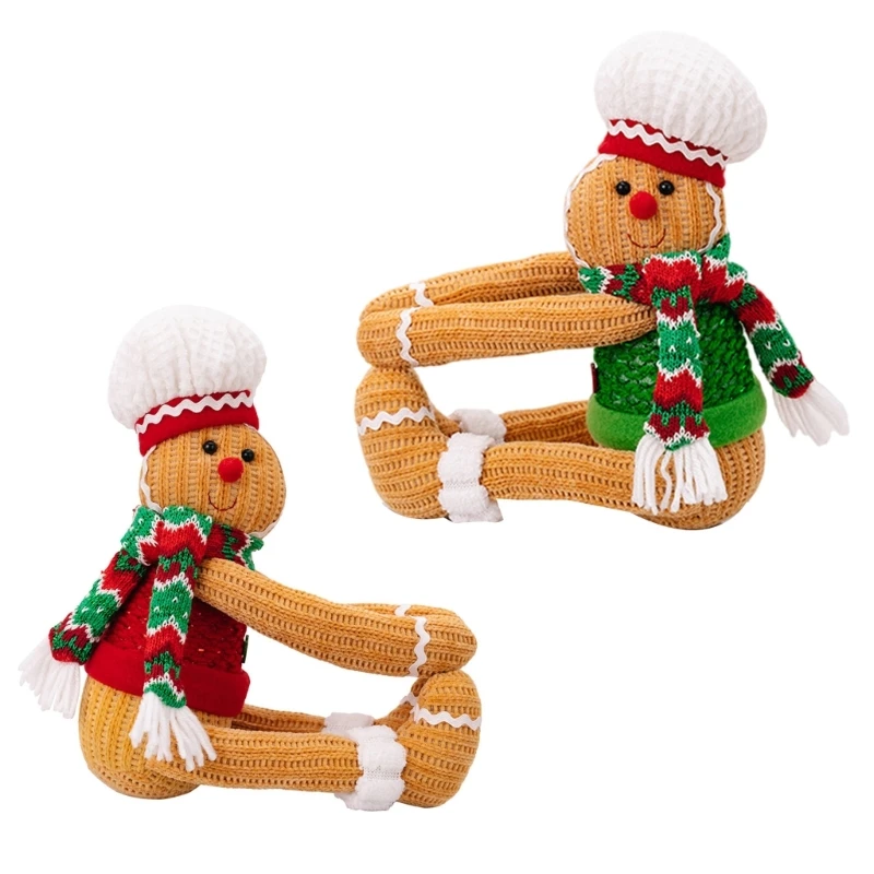 

Christmas Funny Knitted Gingerbreads Man Dolls Curtain Tieback Buckles Accessories for Window Drapes Holder Holdback