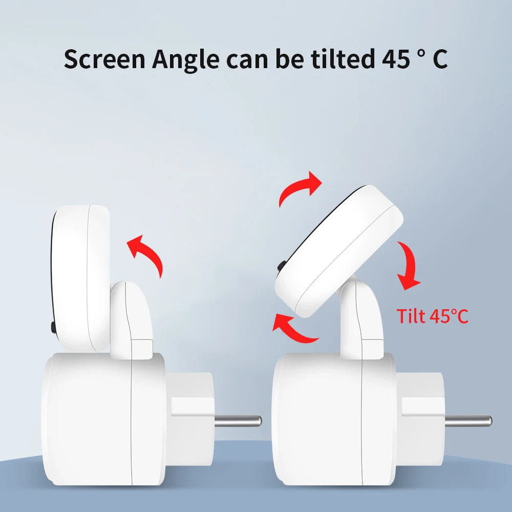 디지털 전원 계량기 EU 플러그 에너지 계량기 전력계, 45 ° 회전 와트 디스플레이, 전기 계량기 에너지 비용 계량기 소켓