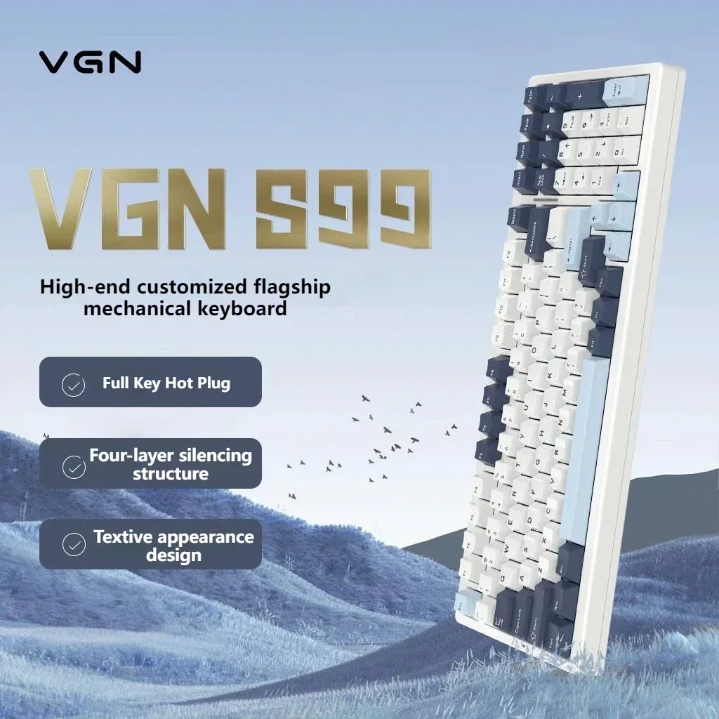 VGN S99 Mechanical Keyboard 3mode USB/2.4G/Bluetooth Wireless Keyboards 99keys Hot Swap Gasket Structure Custom Keyboard Gifts