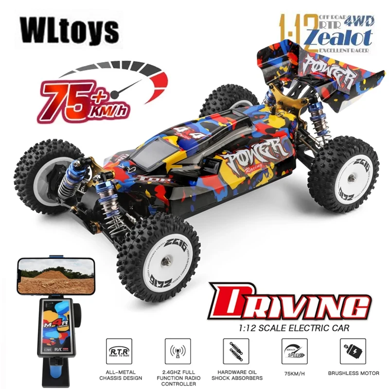 WLtoys 124017 124007 75 KM/H RTR 2.4G Racing RC Car Brushless 4WD Electric giocattoli fuoristrada ad alta velocità per bambini e adulti