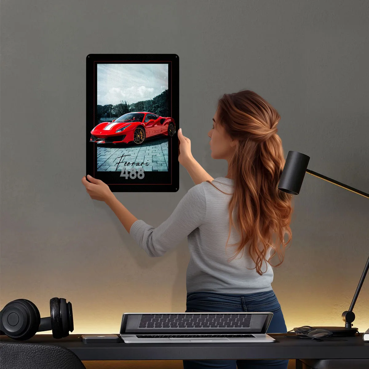 Ferrari 488 Tinplate Signs Car Poster Wand Deko Custom Metal Sign for Wall Art Decoration Home Decorations Bar Home Decor Items